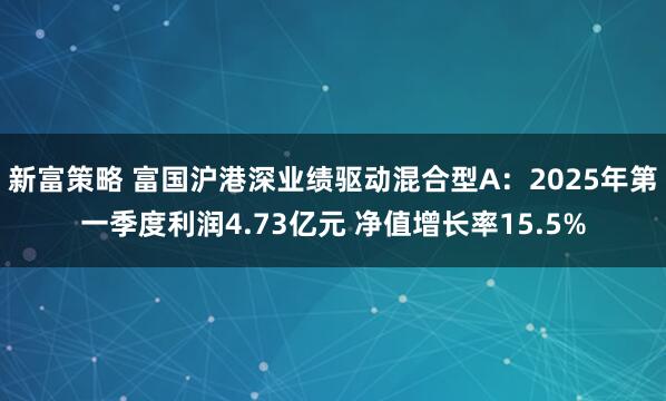 新富策略 富国沪港深业绩驱动混合型A：2025年第一季度利润4.73亿元 净值增长率15.5%