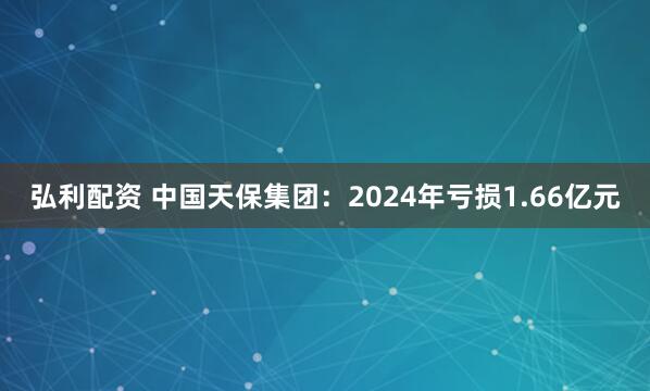 弘利配资 中国天保集团：2024年亏损1.66亿元